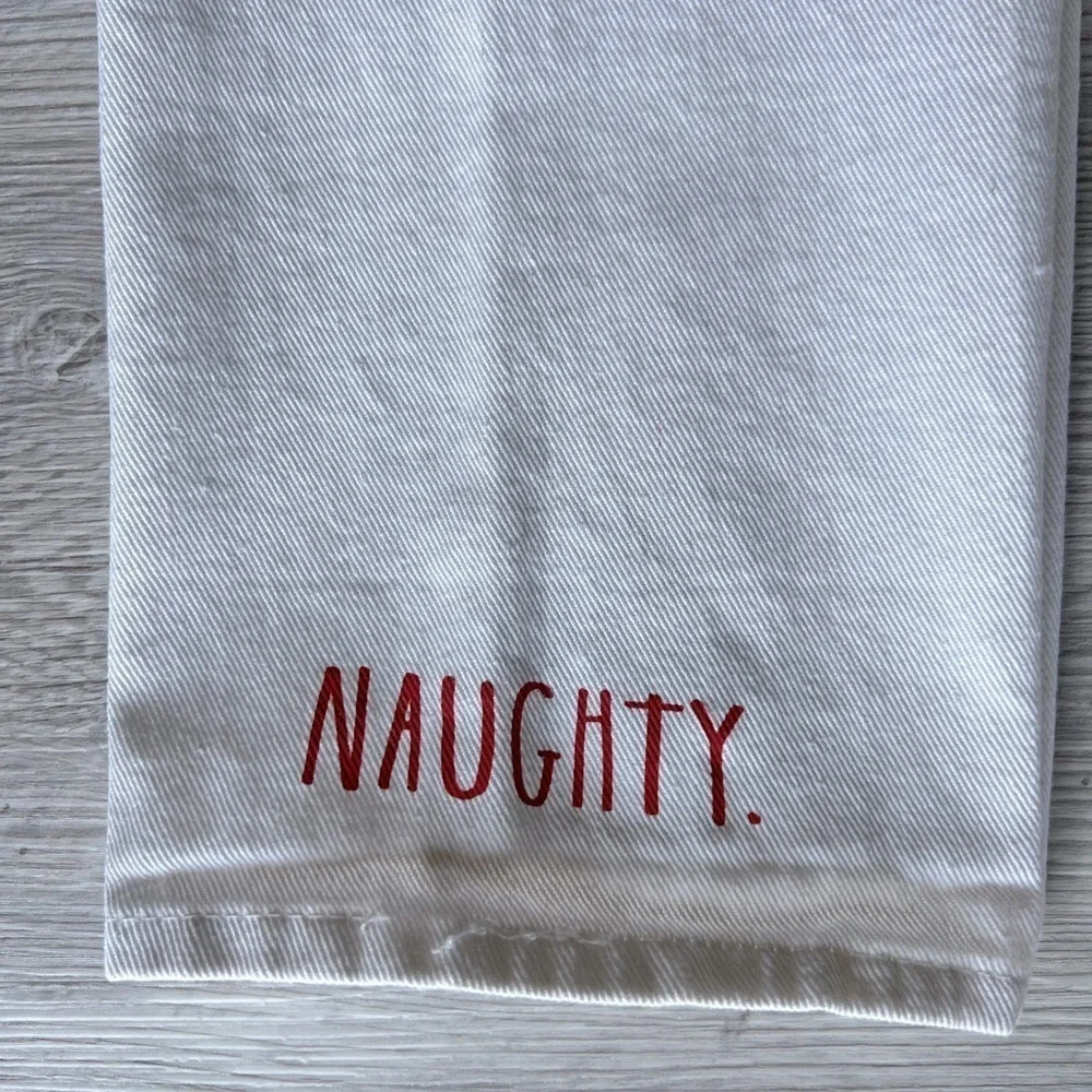 RAE DUNN naughty nice holiday cotton tea towels